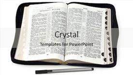  Presentation with globe and open bible - Audience pleasing theme consisting of opened bible isolated on white backdrop and a light gray colored foreground