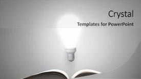  Presentation with light book - Slide set with opened book and glowing light background and a light gray colored foreground