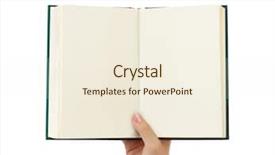  Presentation with dictionary - Beautiful presentation theme featuring opened book in hand isolated backdrop and a cream colored foreground