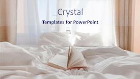  Presentation with light book - Colorful slide set enhanced with opened-book-laying-on-bed backdrop and a sky blue colored foreground