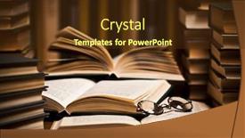  Presentation with book glasses - Presentation featuring opened book lying background and a tawny brown colored foreground