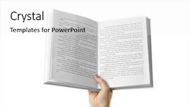  Presentation with open book magic lights - Cool new theme with text edit - female hand holding opened book backdrop and a white colored foreground