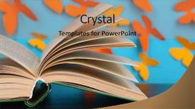  Presentation with open book spiral - Beautiful slide set featuring opened book on wooden table backdrop and a  colored foreground