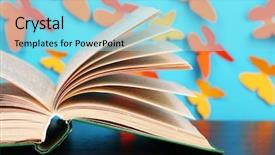  Presentation with butterfly - Slide deck having opened book on wooden table background and a arctic colored foreground