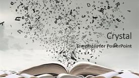  Presentation with old book - Audience pleasing presentation theme consisting of opened book with characters flying backdrop and a light gray colored foreground