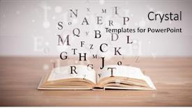  Presentation with letters - Colorful presentation theme enhanced with opened book with flying letters backdrop and a light gray colored foreground