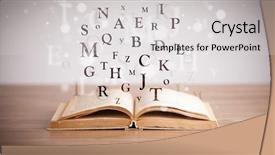  Presentation with letters - Beautiful presentation theme featuring opened book with flying letters backdrop and a light gray colored foreground