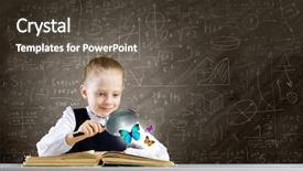  Presentation with magnifying glass - Presentation design having opened book with magnifying glass background and a dark gray colored foreground