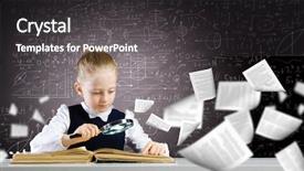  Presentation with magnifying glass - Slide set consisting of opened book with magnifying glass background and a dark gray colored foreground