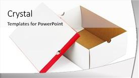  Presentation with box - Amazing presentation design having opened box isolated on white background backdrop and a white colored foreground