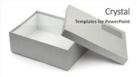  Presentation with an open gift box - PPT layouts consisting of opened box with blank label background and a white colored foreground