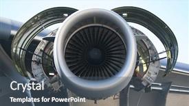  Presentation with aircraft engine - Colorful presentation theme enhanced with opened c-17 military aircraft backdrop and a ocean colored foreground