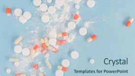  Presentation with contents marketing - Colorful theme enhanced with opened capsules with contents spilled backdrop and a light blue colored foreground