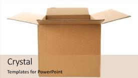  Presentation with cartoon - Presentation theme enhanced with opened cartoon box isolated background and a coral colored foreground