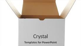  Presentation with cartoon - Colorful theme enhanced with opened cartoon box isolated backdrop and a light gray colored foreground