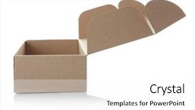  Presentation with warehouse cartoon - Cool new slides with opened cartoon box isolated backdrop and a white colored foreground