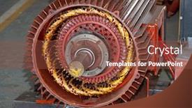  Presentation with electric motor - PPT layouts featuring opened-case-rewinding-a-giant background and a tawny brown colored foreground