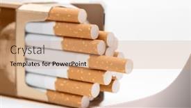  Presentation with cigarettes - PPT layouts consisting of opened-cigarettes-pack-on-white background and a coral colored foreground