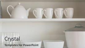  Presentation with inside ouut - Colorful PPT theme enhanced with opened cupboard with kitchenware inside backdrop and a light gray colored foreground