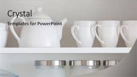  Presentation with earth inside an eye - PPT theme consisting of opened cupboard with kitchenware inside background and a  colored foreground