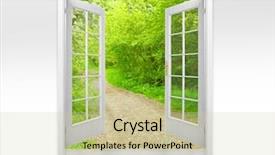  Presentation with green morning - Audience pleasing presentation theme consisting of opened door to early morning backdrop and a soft green colored foreground