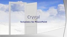  Presentation with open door policy health care - Amazing slides having opened door to somewhere backdrop and a sky blue colored foreground