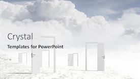  Presentation with open door policy health care - Audience pleasing theme consisting of opened-door-to-somewhere backdrop and a white colored foreground