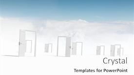  Presentation with open doors keys - Cool new presentation design with opened-doors-to-somewhere backdrop and a white colored foreground