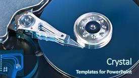  Presentation with hard disk - Colorful presentation theme enhanced with opened hard disk drive toned backdrop and a ocean colored foreground