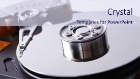  Presentation with hard disk drive - Slides enhanced with opened hard disk drive background and a sky blue colored foreground