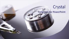  Presentation with hard disk drive - PPT theme featuring opened hard disk drive background and a sky blue colored foreground