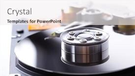  Presentation with hard disk drive - Beautiful PPT theme featuring opened hard disk drive backdrop and a sky blue colored foreground