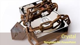  Presentation with hard disk drive - Beautiful presentation featuring opened hard disk secured backdrop and a tawny brown colored foreground