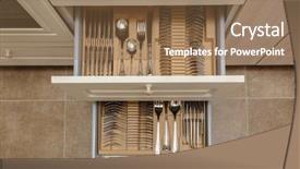  Presentation with kitchen - Presentation enhanced with opened kitchen drawer with silverware background and a coral colored foreground