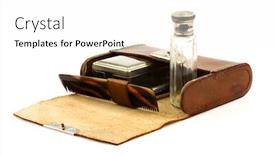  Presentation with shaving - Beautiful theme featuring opened leather shaving kit on a white background backdrop and a white colored foreground