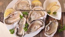  Presentation with oyster - PPT layouts having opened-oyster-and-lemon background and a coral colored foreground
