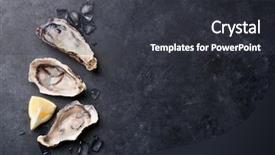  Presentation with lemon - Slide deck with opened oysters ice and lemon background and a dark gray colored foreground