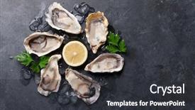  Presentation with lemon - Slide deck with opened oysters ice and lemon background and a dark gray colored foreground