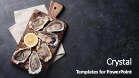  Presentation with oyster - Beautiful PPT layouts featuring opened oysters ice and lemon backdrop and a dark gray colored foreground