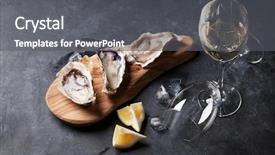  Presentation with lemon wine - Slide deck featuring opened oysters ice and lemon background and a dark gray colored foreground
