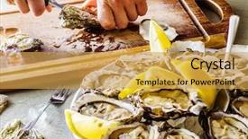  Presentation with oyster - Audience pleasing slide set consisting of opened oysters backdrop and a yellow colored foreground