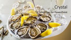  Presentation with pearls and oysters - PPT theme enhanced with opened oysters background and a soft green colored foreground