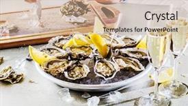  Presentation with oyster - Colorful presentation design enhanced with opened oysters backdrop and a coral colored foreground