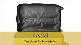  Presentation with monarch butterfly isolated on white - Audience pleasing PPT theme consisting of opened traveler bag isolated backdrop and a yellow colored foreground