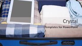  Presentation with traveler - Audience pleasing PPT layouts consisting of opened traveler case closeup backdrop and a light gray colored foreground