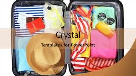  Presentation with traveler - PPT theme featuring opened traveler case on white background and a yellow colored foreground