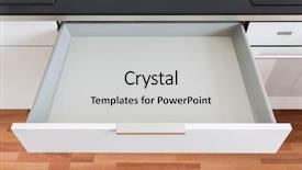  Presentation with secure drawer - Audience pleasing theme consisting of opened white empty drawer backdrop and a light gray colored foreground