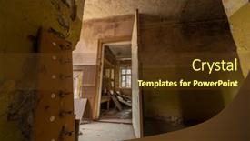  Presentation with wooden - PPT theme enhanced with opened-wooden-door-leading background and a  colored foreground