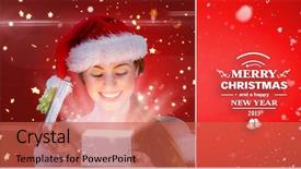  Presentation with sexy girl in stars - Amazing PPT theme having opening a gift against red backdrop and a  colored foreground