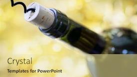  Presentation with corkscrew - Colorful PPT layouts enhanced with opening-a-wine-bottle backdrop and a blonde colored foreground
